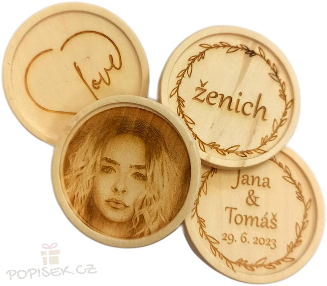 Dřevěná placka s textem / fotkou