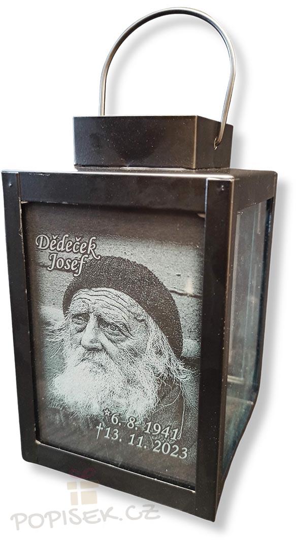 Dekorativní Lucerna s fotografií a věnováním - malá / černá