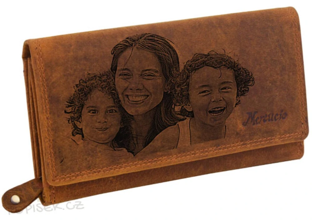Dámská kožená peněženka s fotkou - hnědá