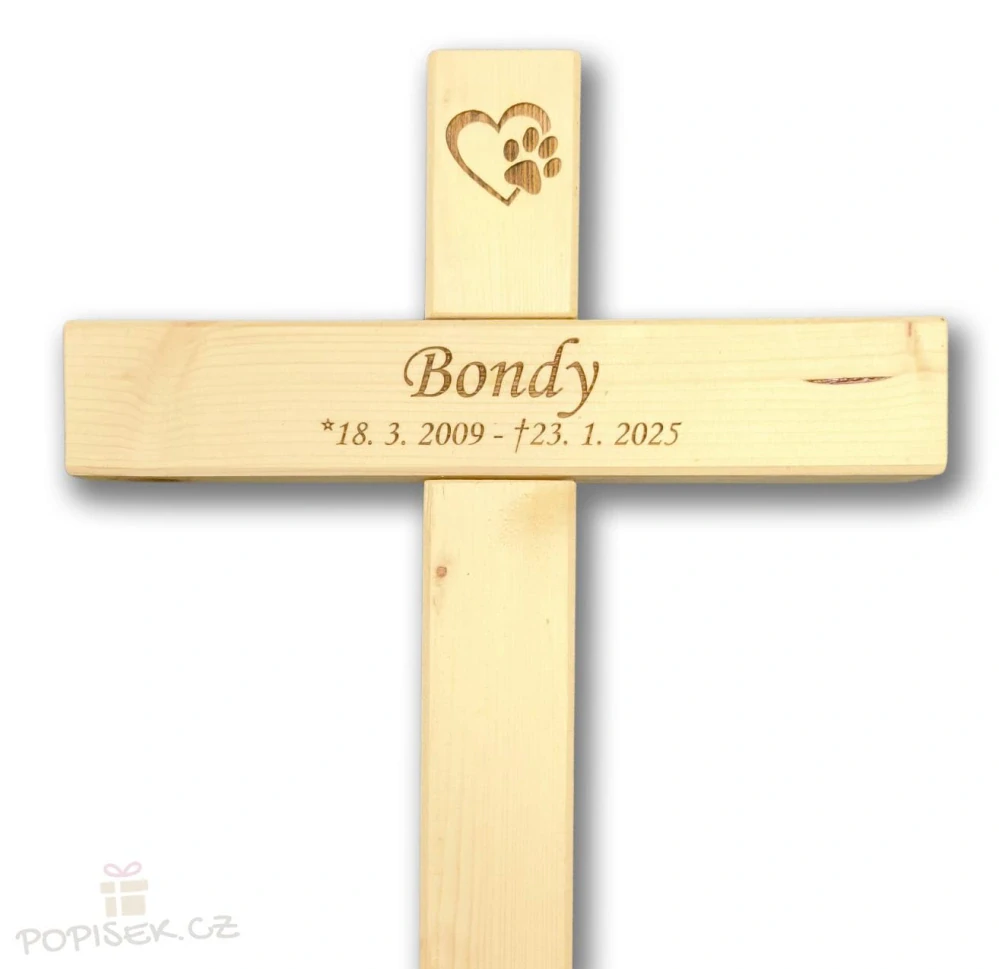 Dřevěný hřbitovní kříž - VELKÝ (68x33cm)