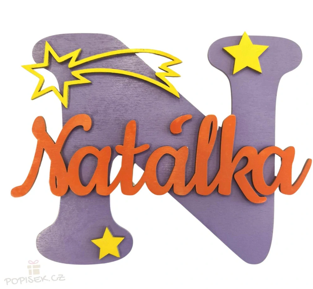 Dřevěné písmeno na dveře se jménem - 20cm