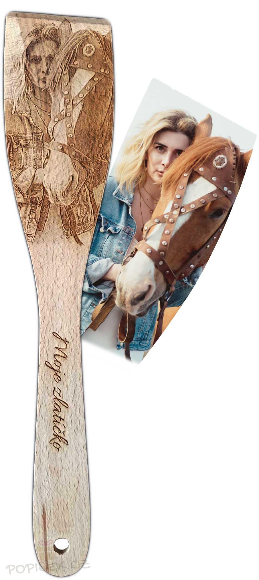 Dřevěná obracečka / vařečka 30 cm II - (text)