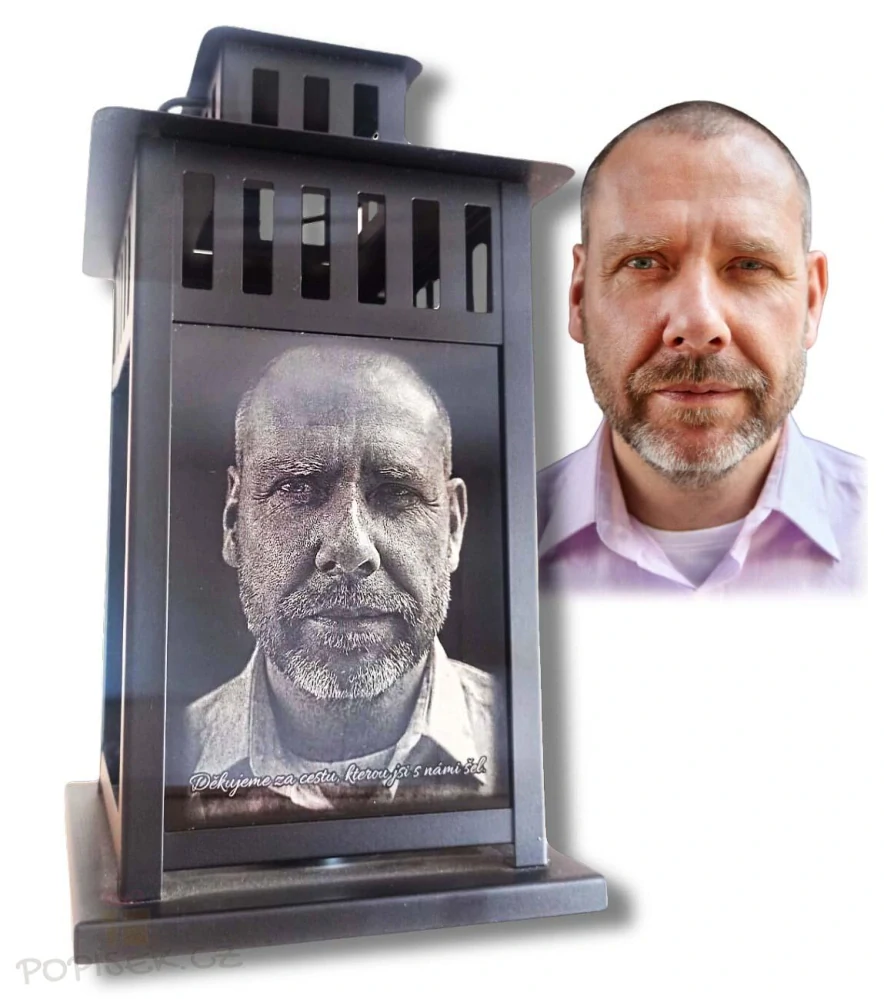 Dekorativní Lucerna s fotografií (černé sklo) - velká