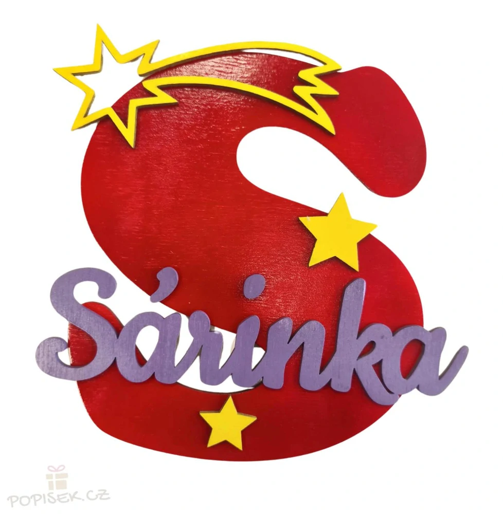 Dřevěné písmeno na dveře se jménem - 20cm