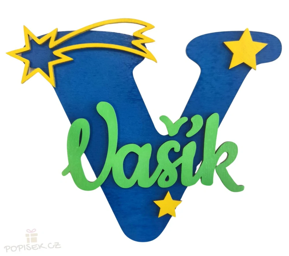 Dřevěné písmeno na dveře se jménem - 20cm