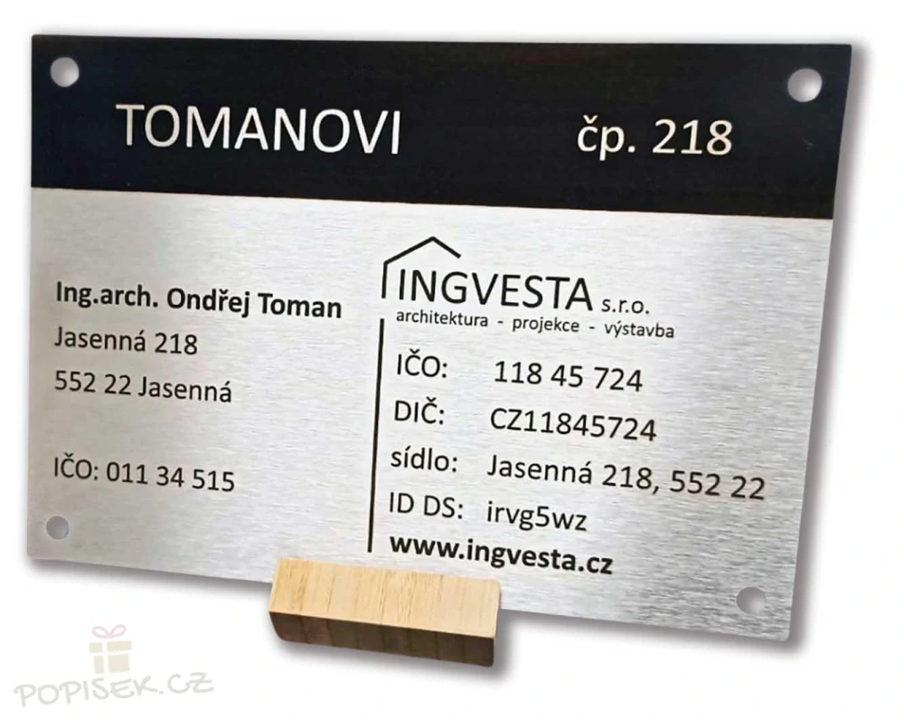 Firemní nerezová cedule - (A5 -148 x 210 mm)