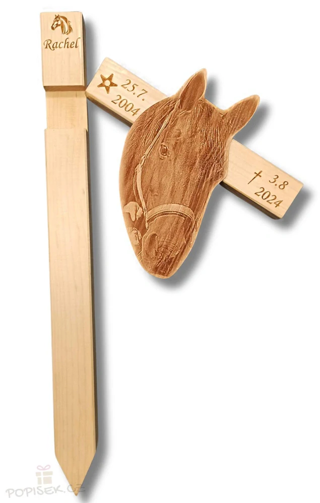 Dřevěný hřbitovní kříž s fotkou - VELKÝ (68x33cm)