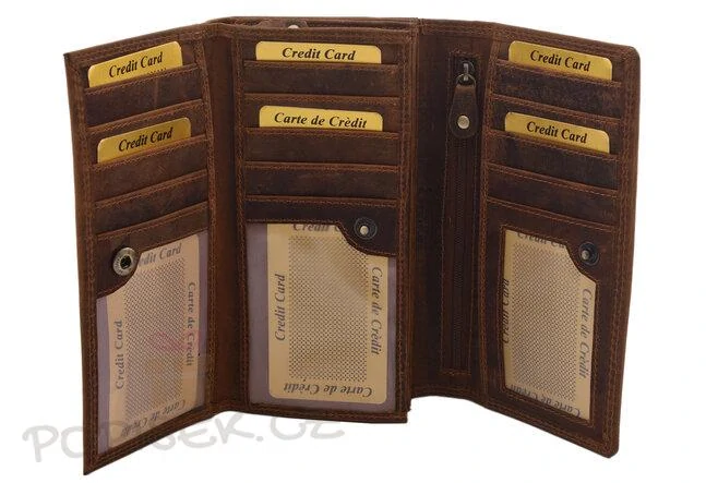 Dámská kožená peněženka s fotkou - hnědá