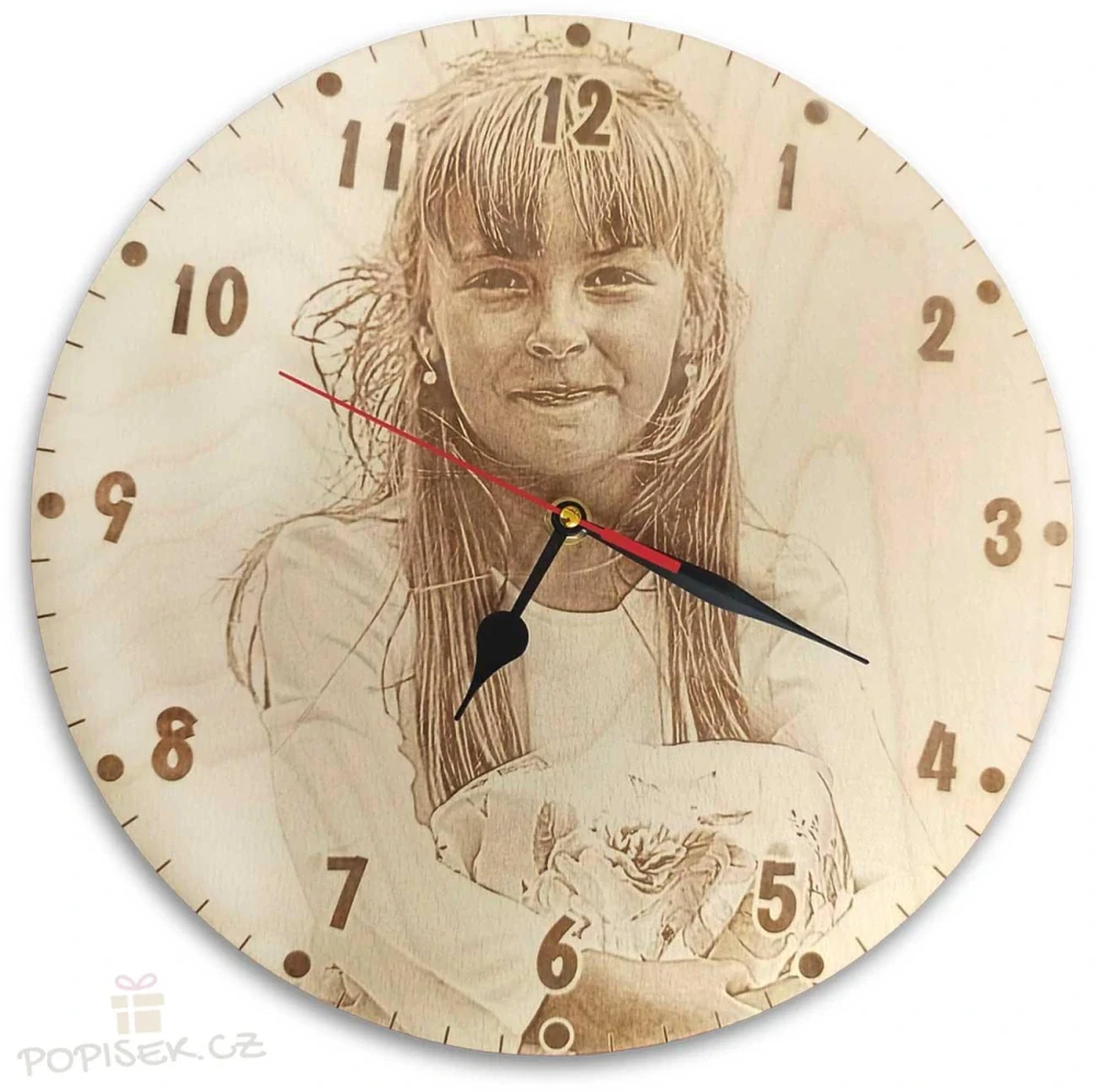 Kulaté dřevěné hodiny s fotografií IV - 30 cm,6 mm