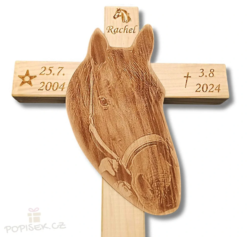 Dřevěný hřbitovní kříž s fotkou - VELKÝ (68x33cm)