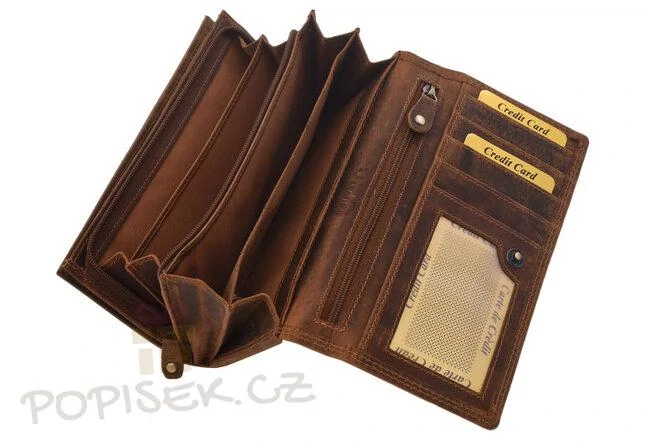 Dámská kožená peněženka s fotkou - hnědá