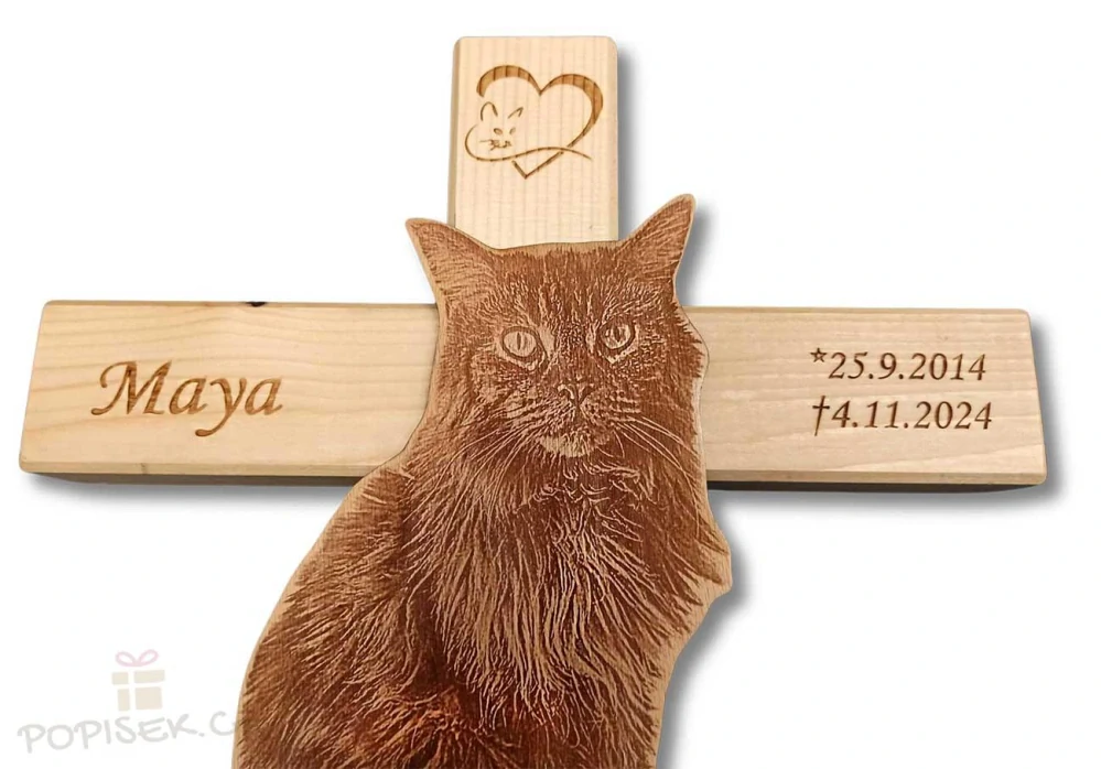 Dřevěný hřbitovní kříž s fotkou - VELKÝ (68x33cm)