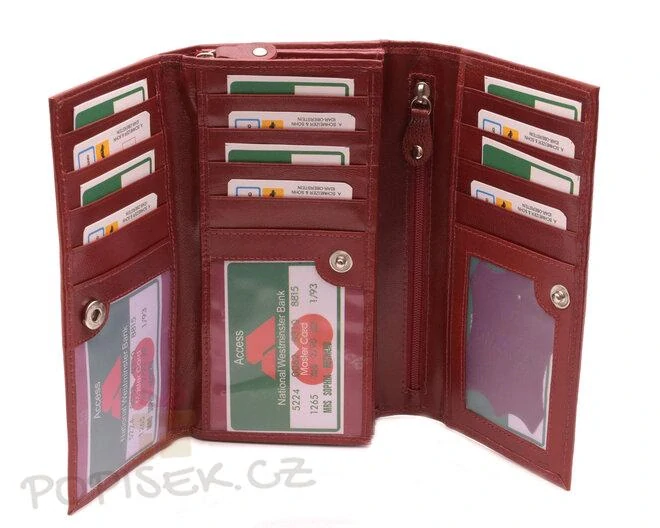 Dámská kožená peněženka s fotkou - červená