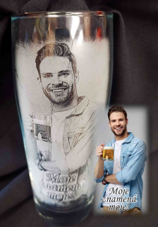 skleněný půllitr s gravírováním (bez ucha)